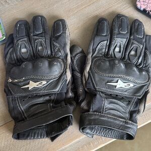 Alpinestars Black Motorcycle Gloves with Silver Logo Accents